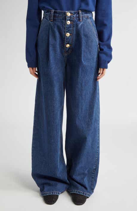 EENK Pleated Wide Leg Jeans