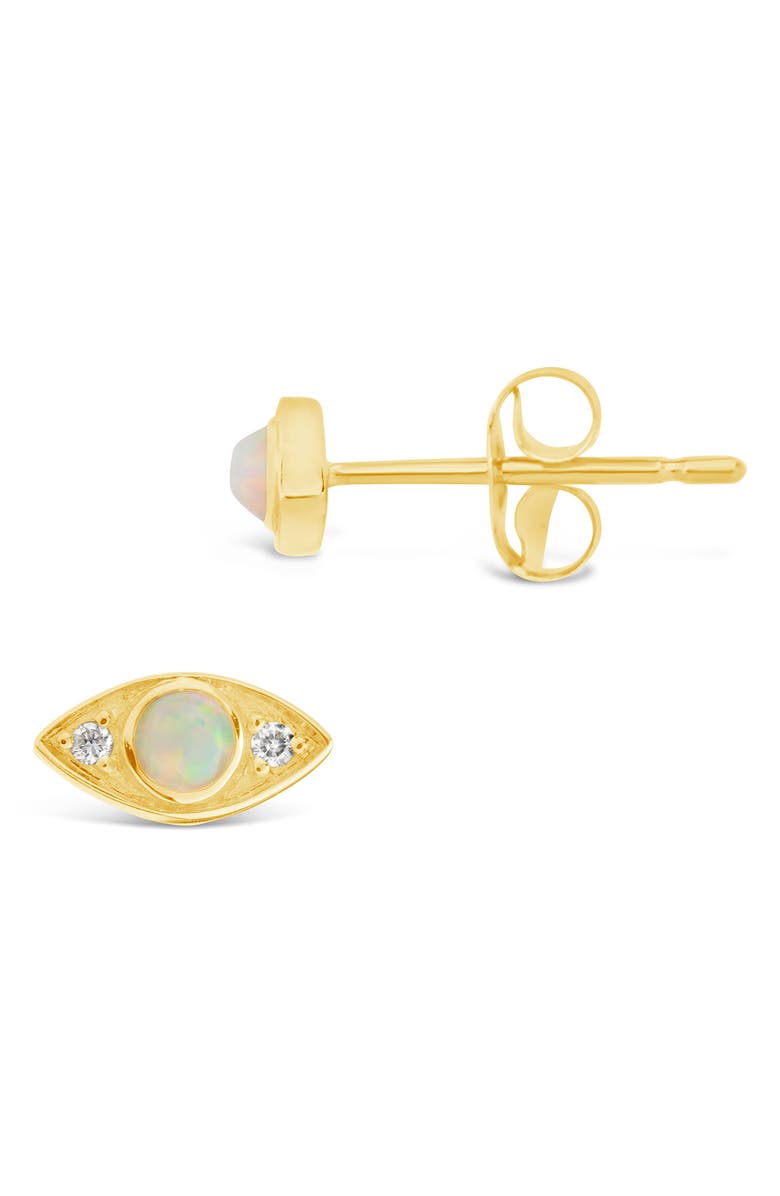 STERLING FOREVER FINE SF Fine 14K Gold Opal & Diamond Evil Eye Earrings, Alternate, color, 
