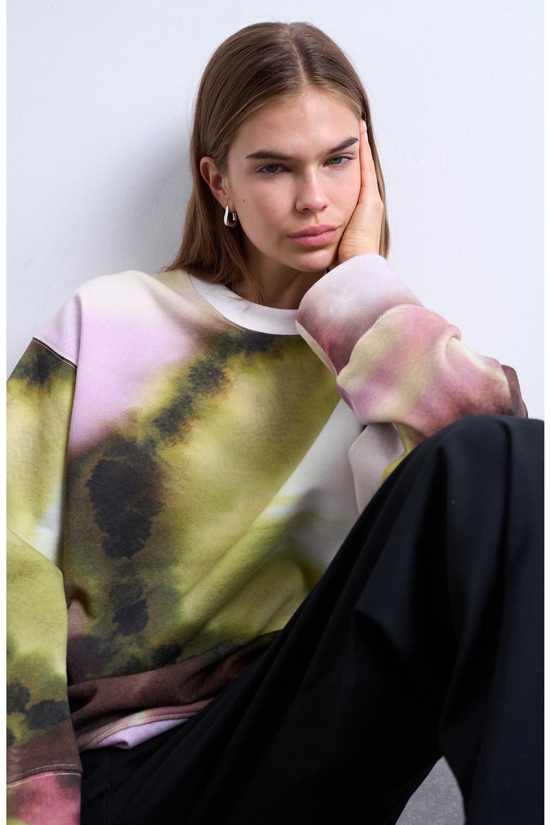 Tie Dye Oversize Cotton Blend Sweatshirt, Alternate, color, PINK