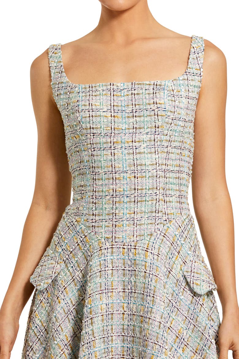 Sleeveless Drop Waist Boucle Midi Dress, Alternate, color, Pastel Multi