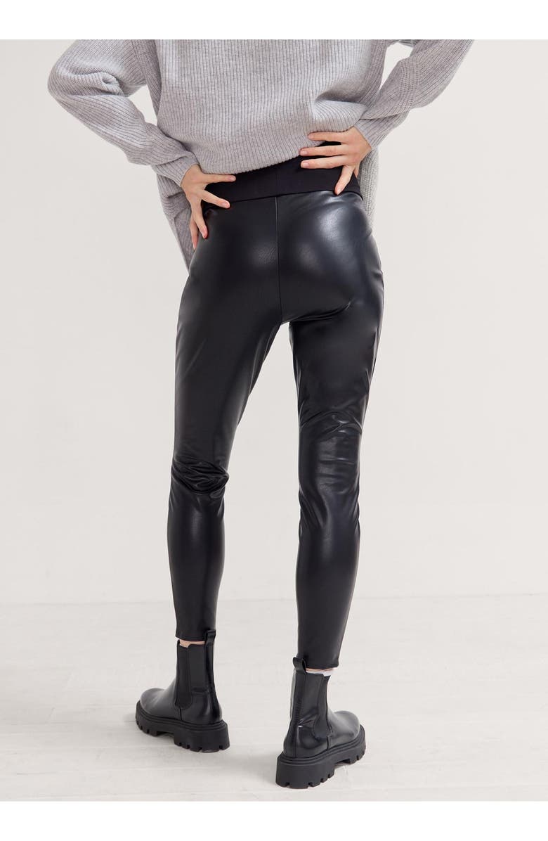 HATCH The Vegan Stretch Leather Legging, Alternate, color, Black