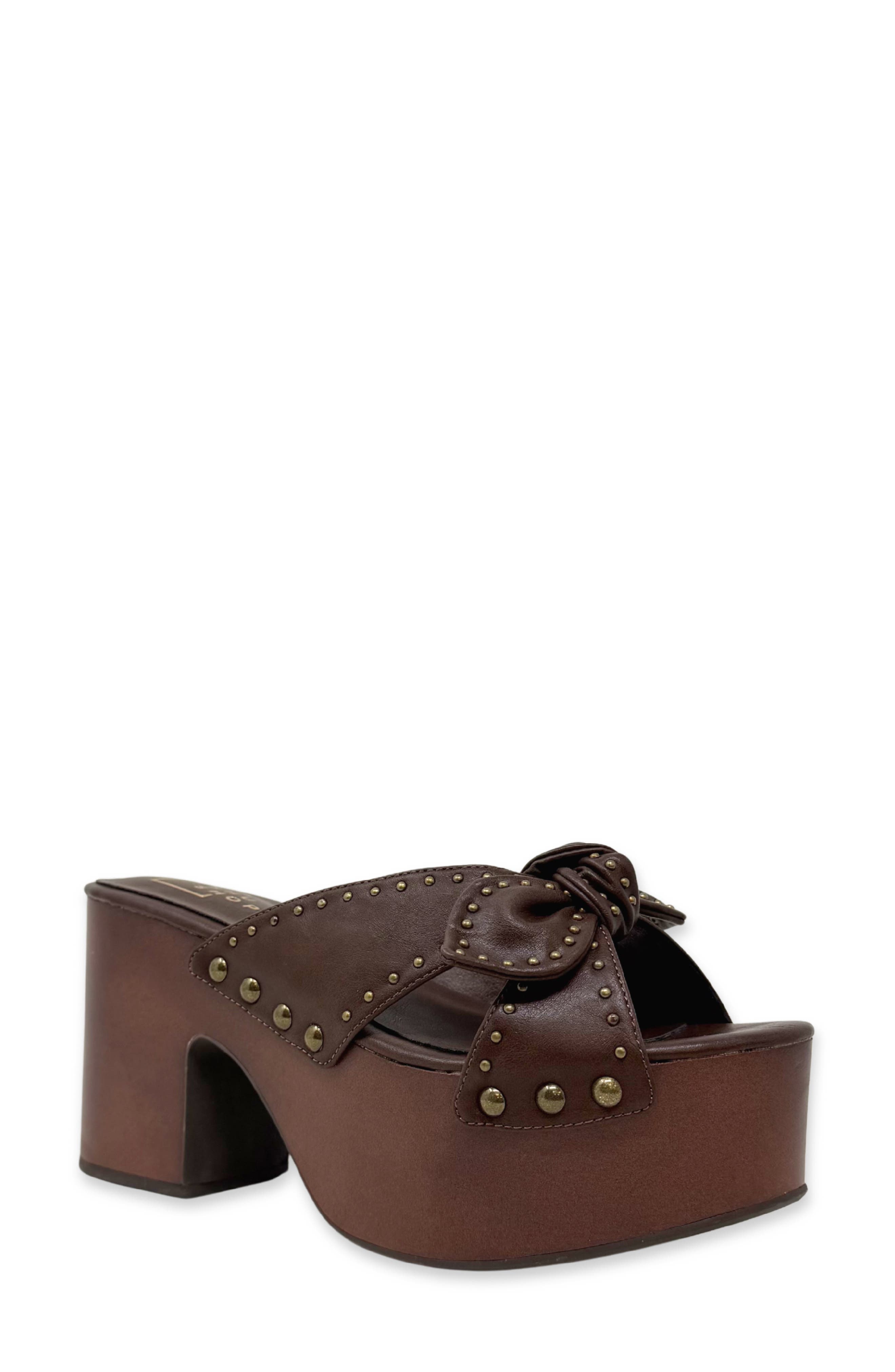 SHUSHOP Eliza Platform Slide Sandal, Main, color, Brown