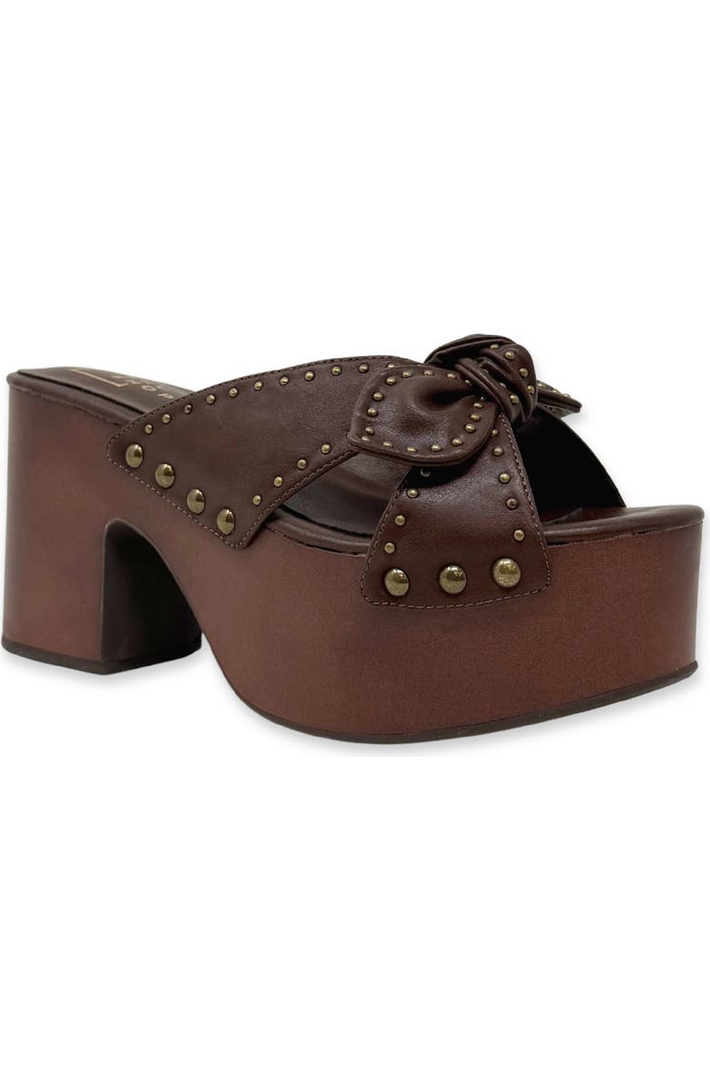 SHUSHOP Eliza Platform Slide Sandal, Main, color, Brown