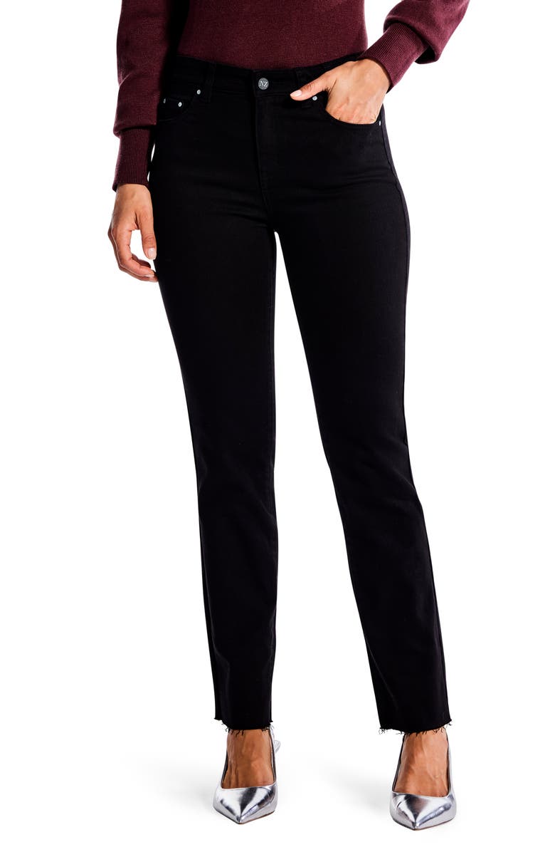 NIC+ZOE Ankle Straight Leg Jeans, Main, color, Black Denim
