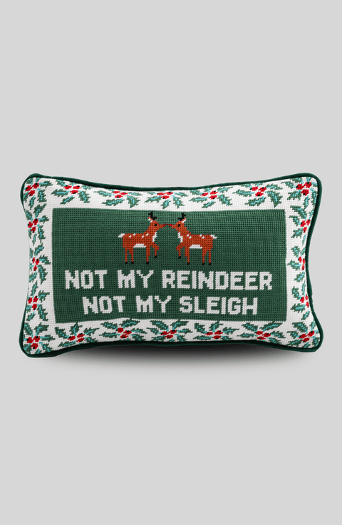 Not My Reindeer Needlepoint Pillow