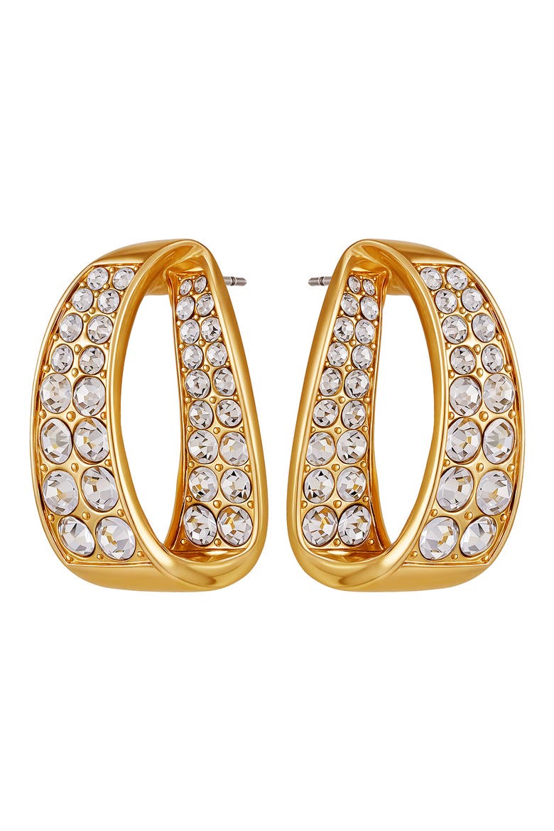 Pavè Open Hoop Earrings, Alternate, color, GOLD TONE