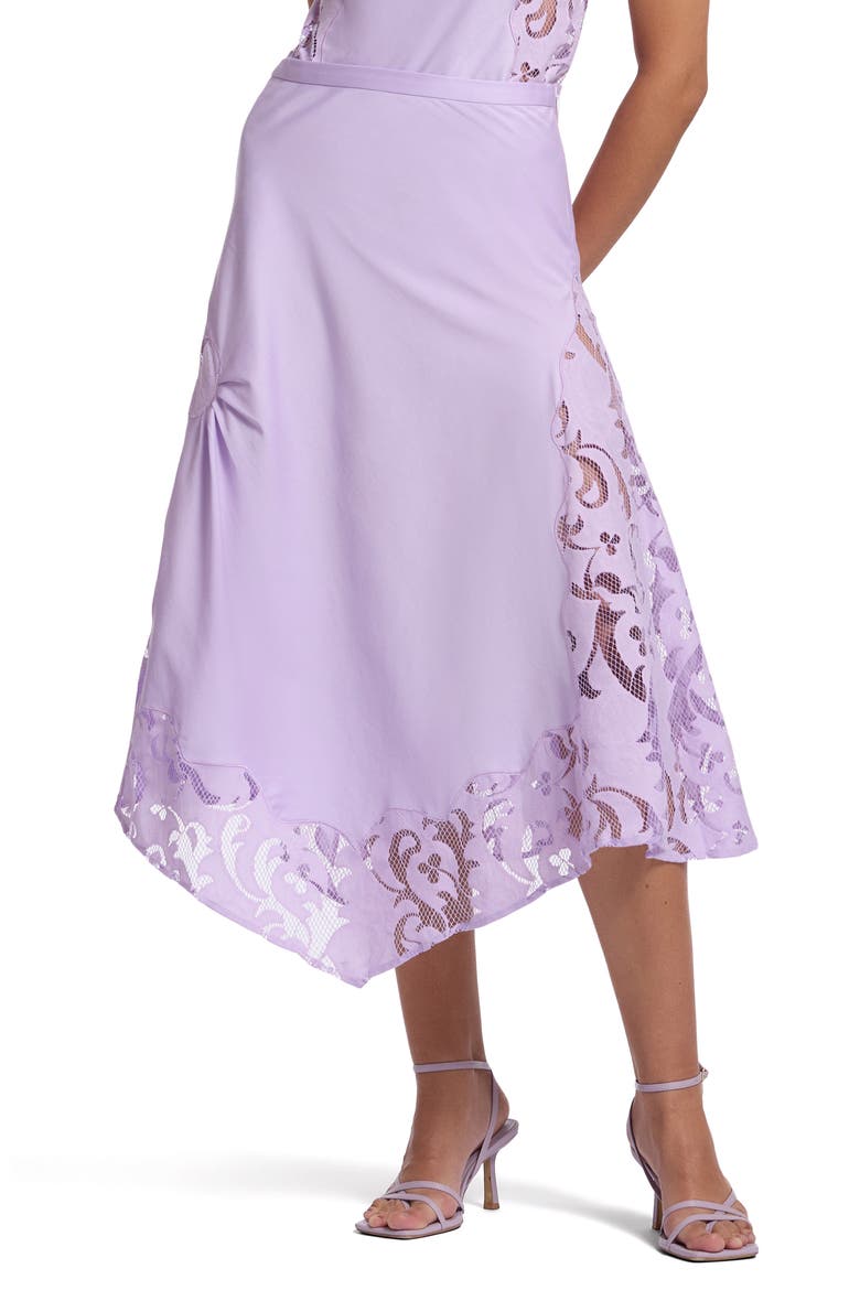 Stella Lace Hem Midi Skirt, Main, color, LILAC
