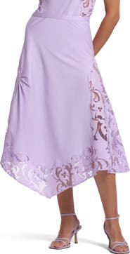 Robert Graham Stella Lace Hem Midi Skirt