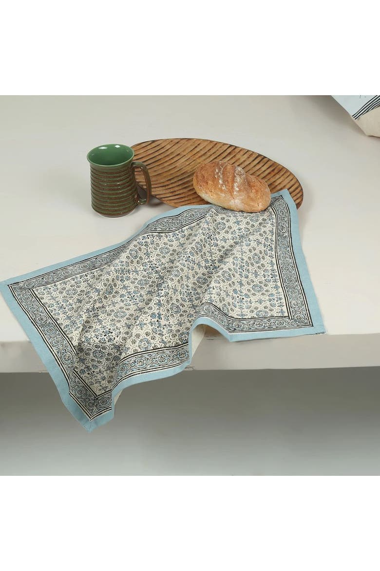 Lily - Hand Block Printed Kitchen Towel, Alternate, color, River