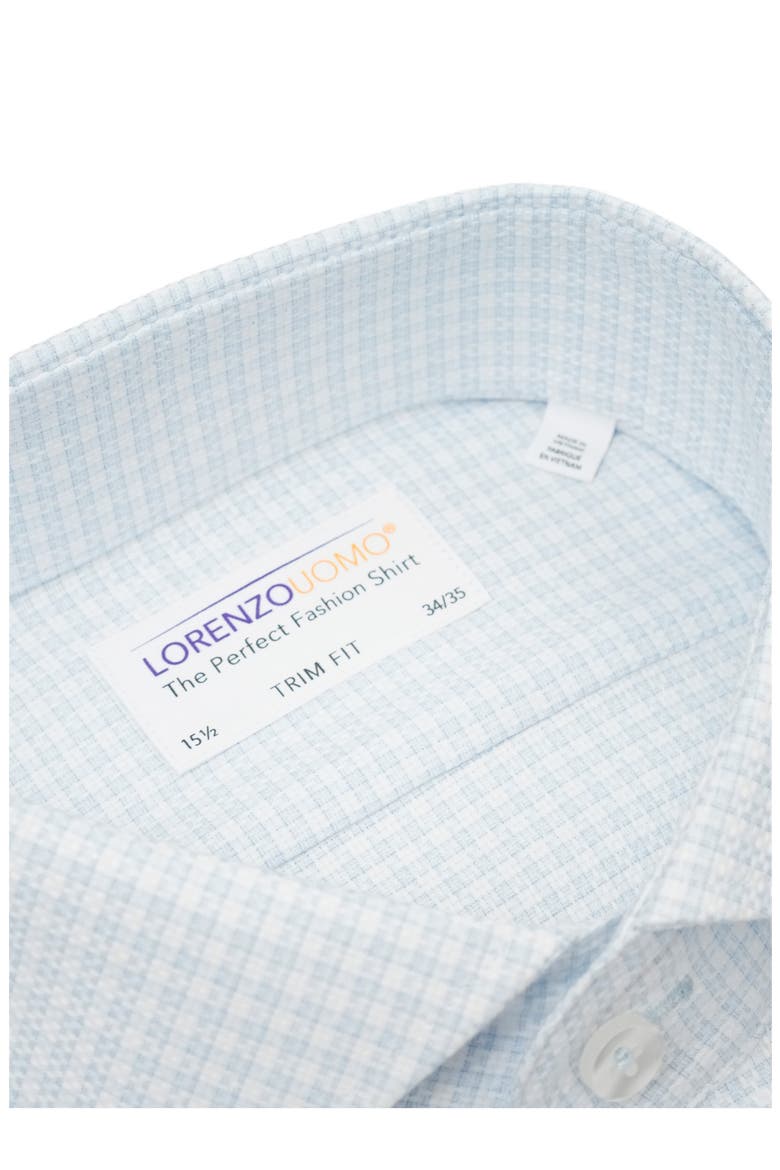Trim Fit Tonal Check Stretch Dress Shirt, Alternate, color, ICE BLUE