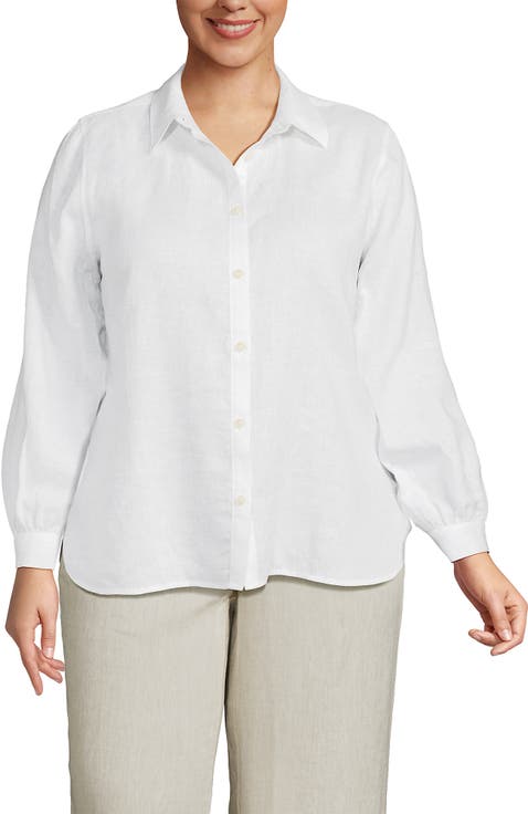 Plus Size Linen Long Sleeve Feminine Shirt