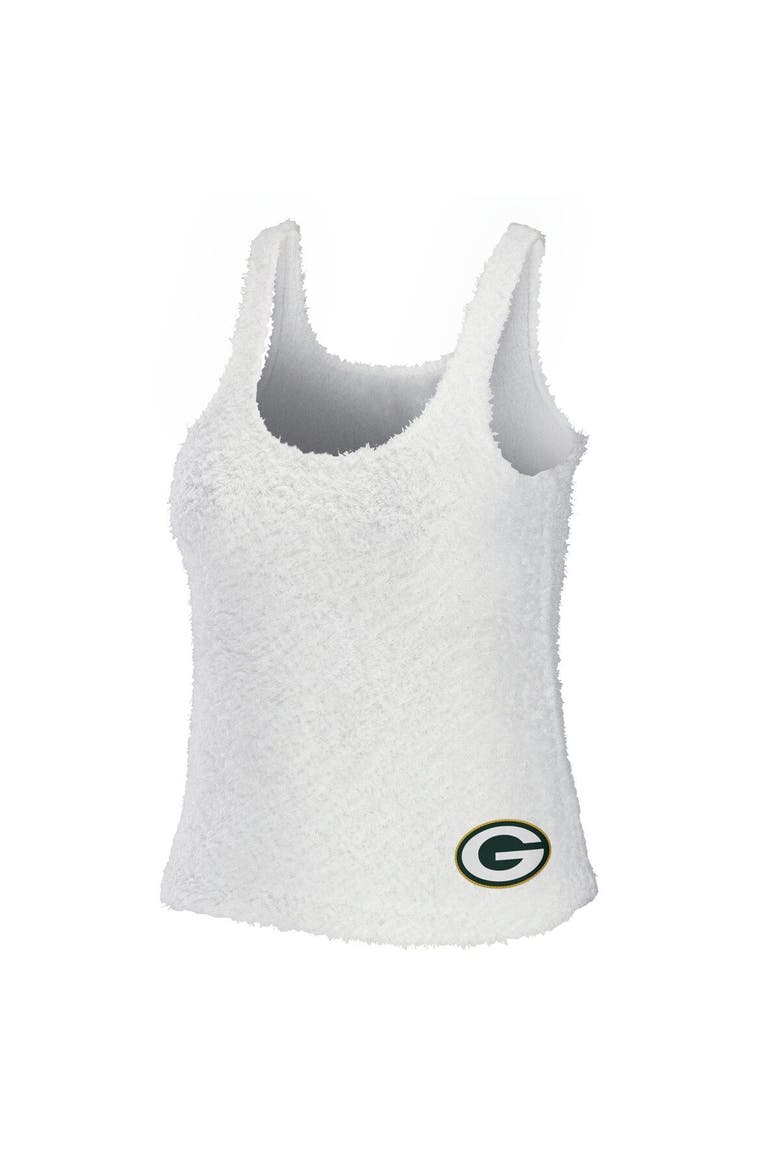 Women's WEAR by Erin Andrews Cream Green Bay Packers Plus Size Cozy Scoop Neck Tank Top & Pants Set, Alternate, color, Cream