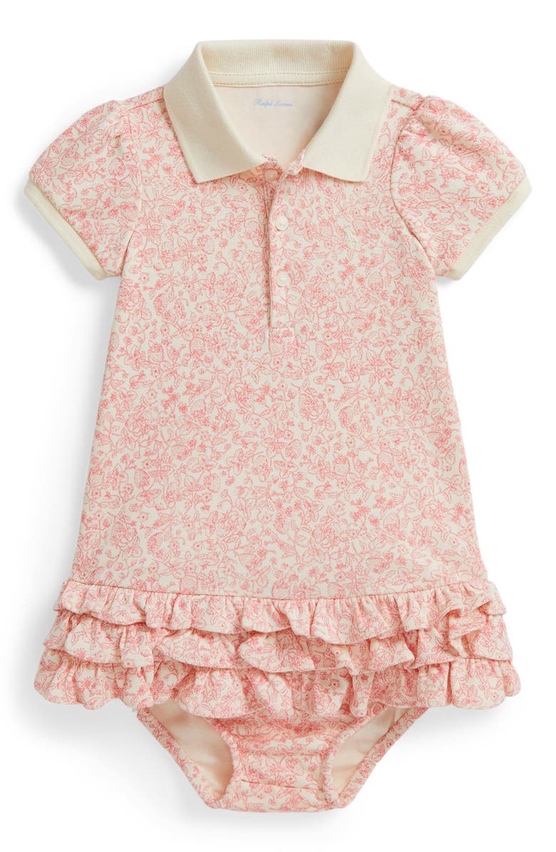 Ralph Lauren Strawberry Print Dress & Bloomers Set, Main, color, Strawberry Garden