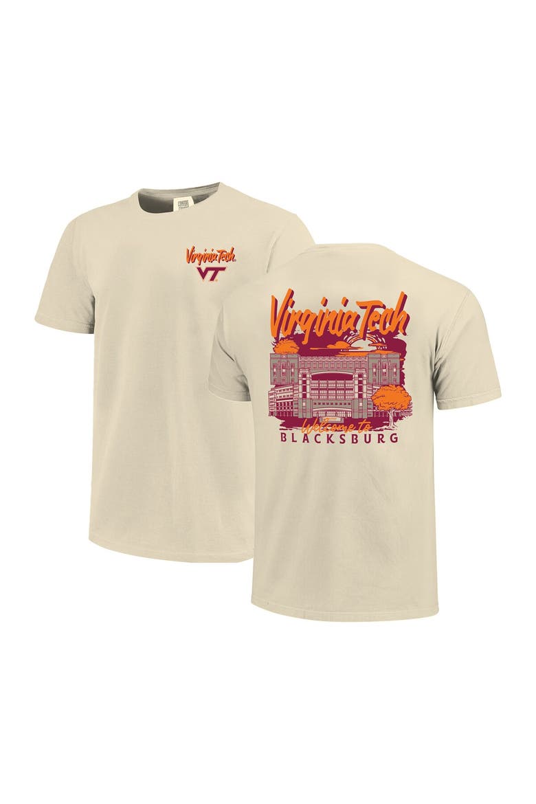 Men's Image One  Natural Virginia Tech Hokies Comfort Colors Hand-Drawn Campus Stack T-Shirt, Main, color, Natural