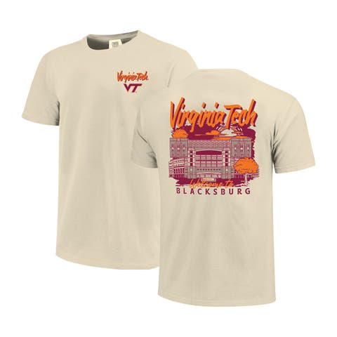 Men's Image One  Natural Virginia Tech Hokies Comfort Colors Hand-Drawn Campus Stack T-Shirt