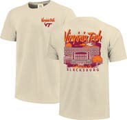 IMAGE ONE Men's Image One  Natural Virginia Tech Hokies Comfort Colors Hand-Drawn Campus Stack T-Shirt