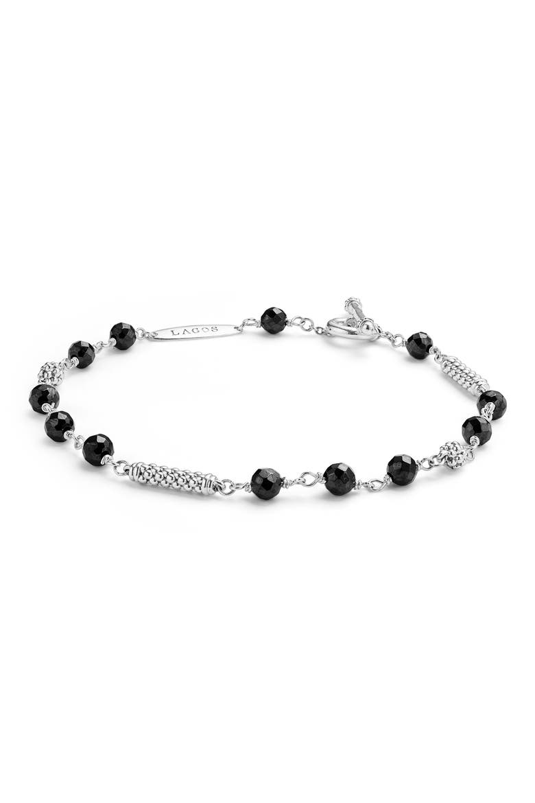 Caviar Icon Ceramic Beaded Bracelet, Main, color, SILVER