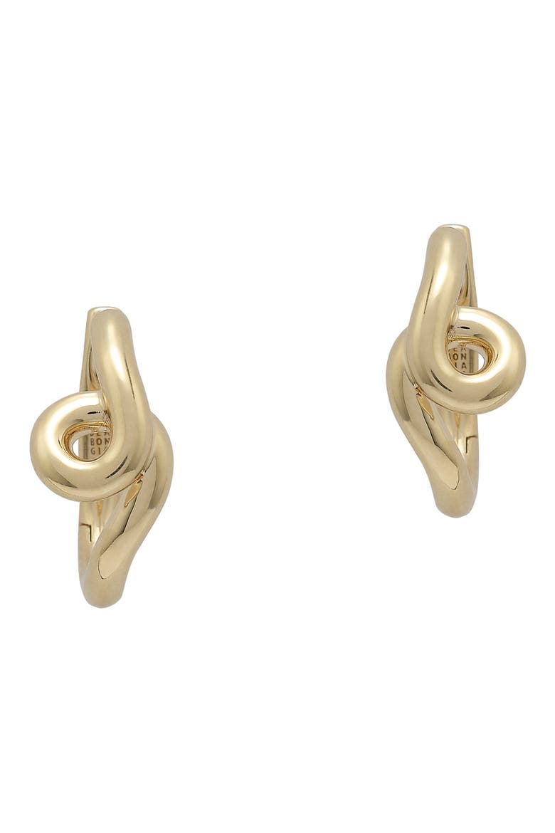 Small Wave Hoop Earrings, Main, color, GOLD