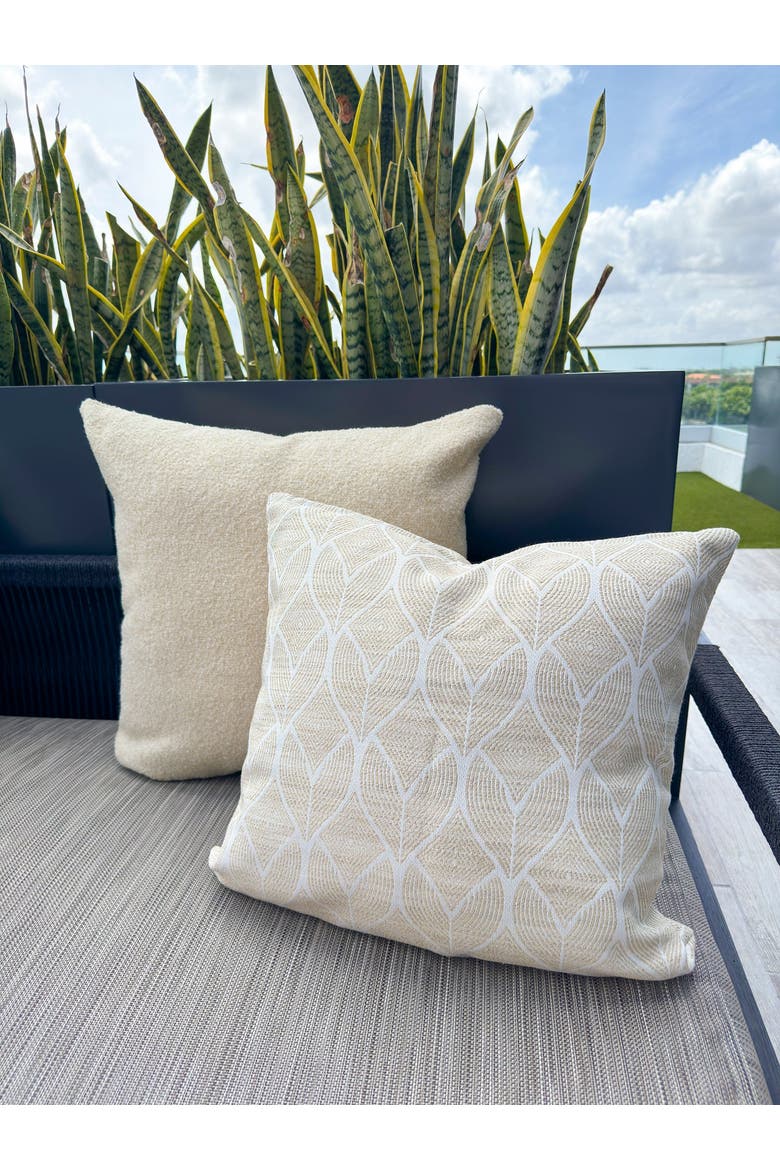 Cool Tropics Indoor Outdoor Pillow, Alternate, color, Beige
