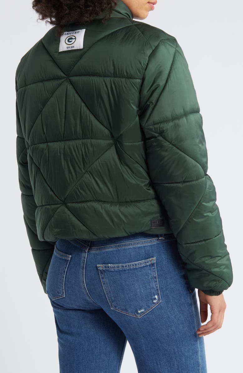 WEAR by Erin Andrews Women's WEAR by Erin Andrews  Green Green Bay Packers Cropped Puffer Full-Zip Jacket, Alternate, color, Green
