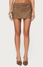 EDIKTED Karly Faux Leather Miniskort
