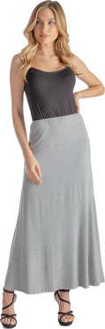 24seven Comfort Apparel Petite Elastic Waist Maxi Skirt