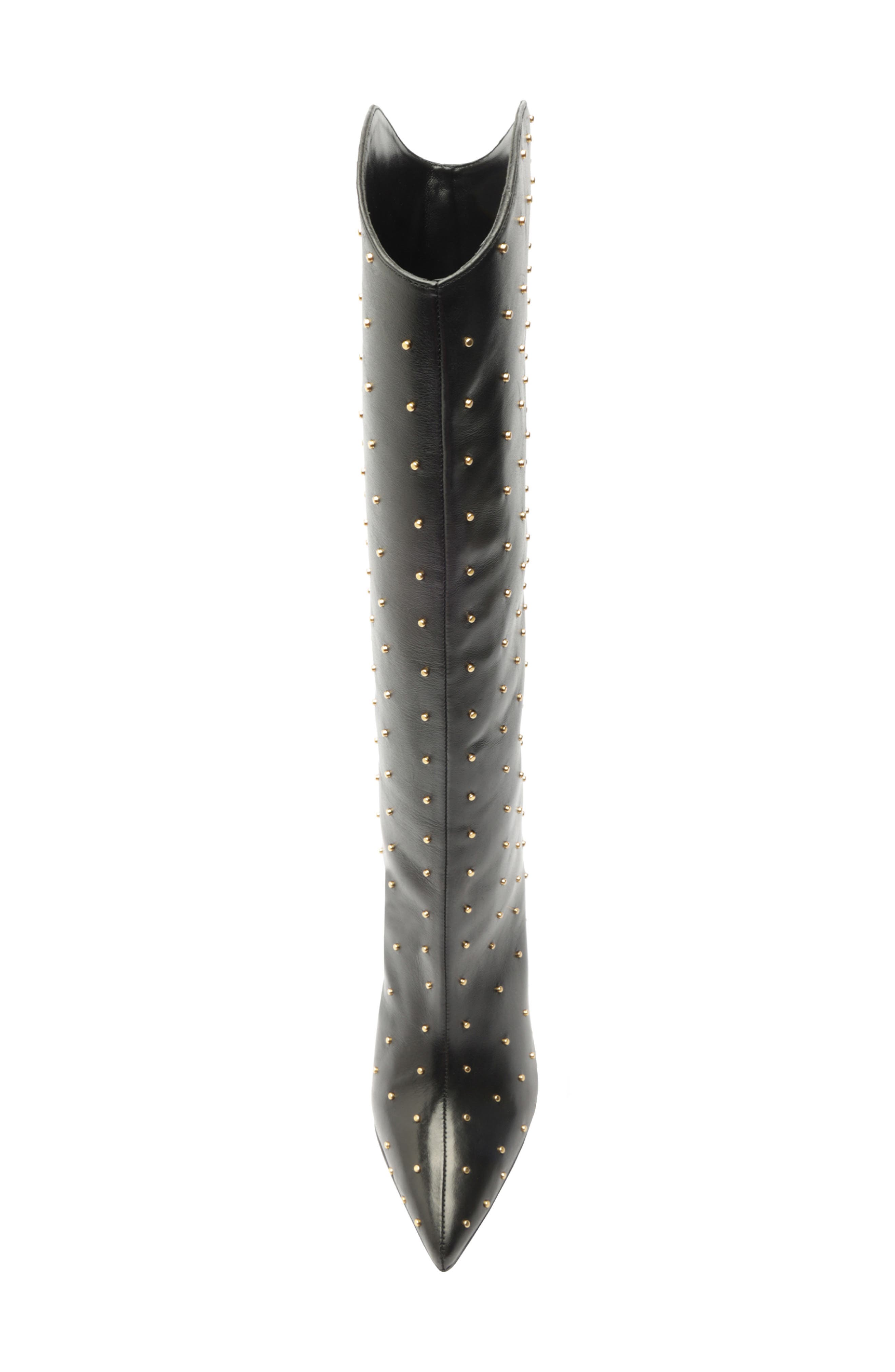 Maryana Studded Pointed Toe Boot, Alternate, color, BLACK LEATHER