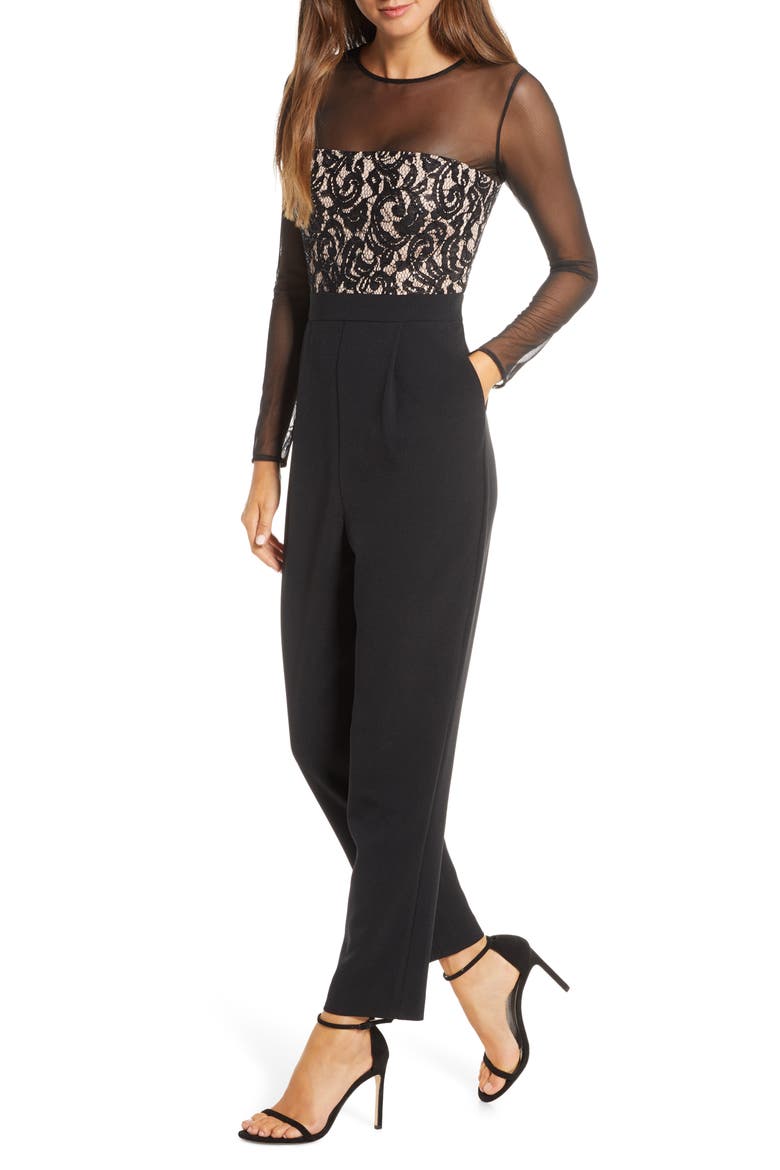 Long Sleeve Jumpsuit, Main, color, BLACK