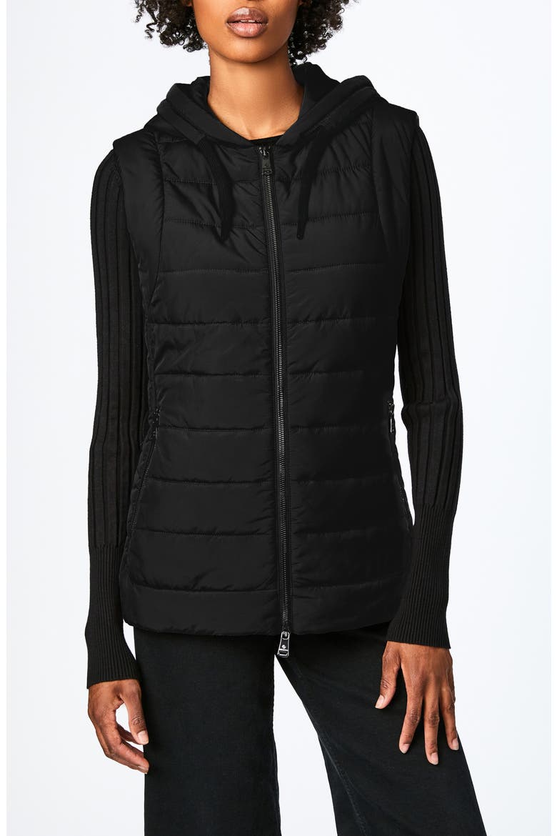 Bernado Packable EcoPlume™ Hooded Vest, Main, color, BLACK