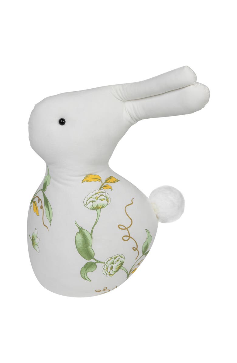 Northlight Plush Soft Floral Easter Rabbit Spring Decoration - 14", Main, color, White