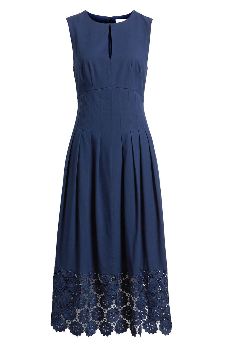 Sam Edelman Pintuck & Lace Detail Sleeveless Dress, Alternate, color, Navy
