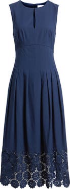 Sam Edelman Pintuck & Lace Detail Sleeveless Dress