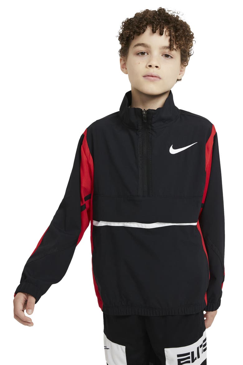 Kids' Crossover Basketball Jacket, Alternate, color, BLACK/ RED/ WHITE/ WHITE