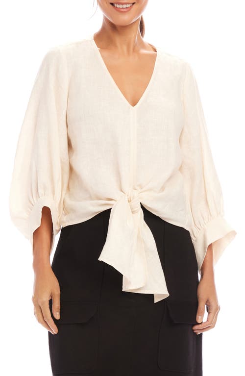 Karen Kane Tie Front Top In Ecru In Ecru