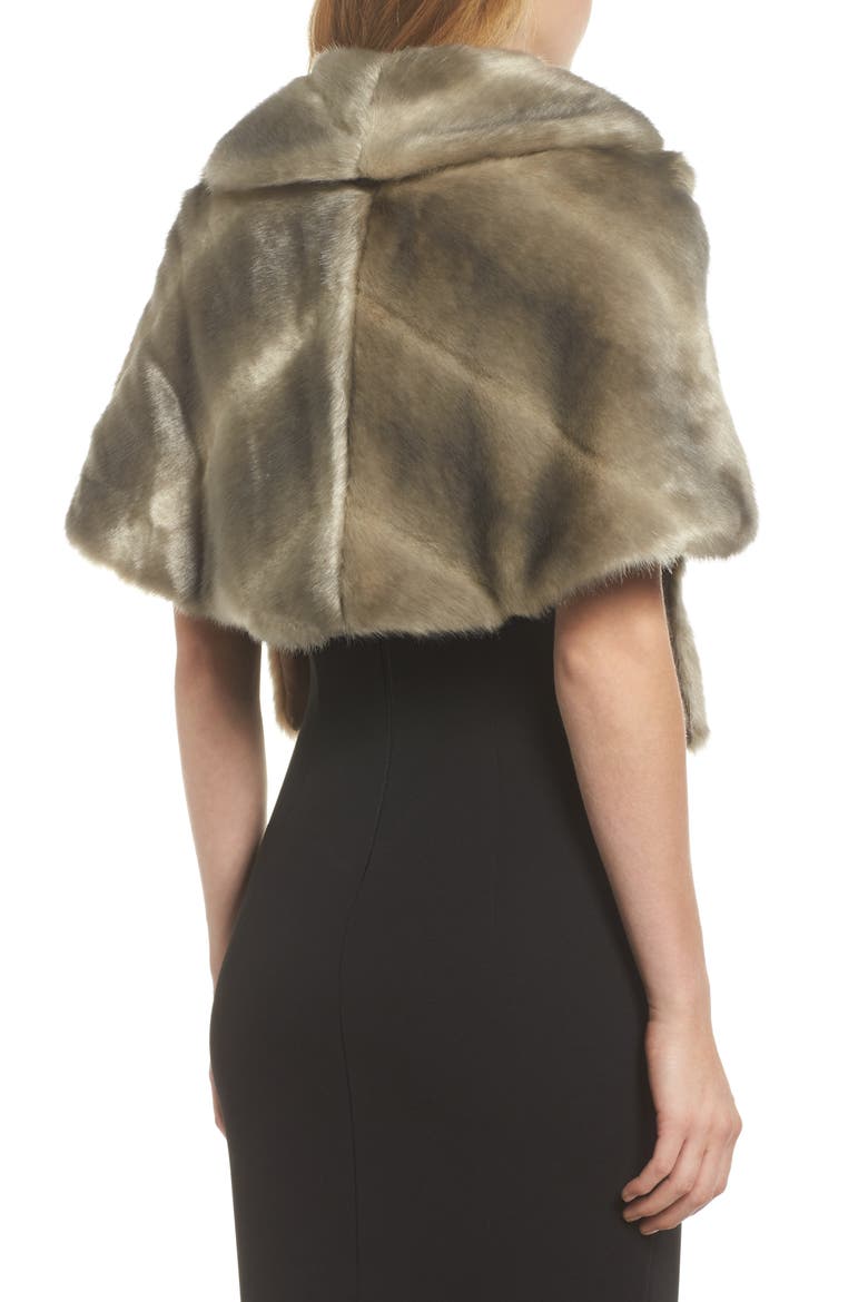 Faux Fur Capelet, Alternate, color, GREY