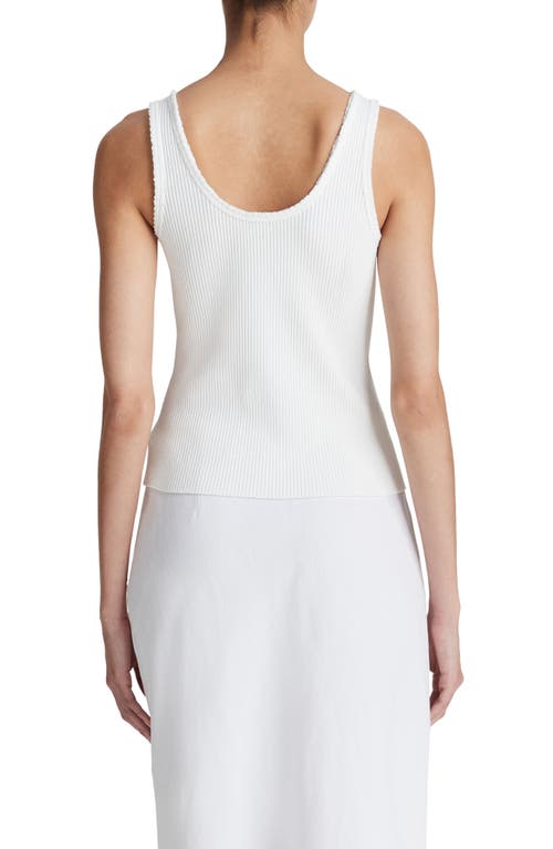 Vince Scoop Neck Rib Tank In Optic White