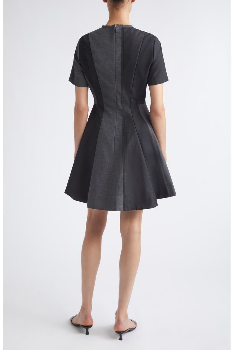 Paneled Tropical Wool Fit and Flare Minidress, Alternate, color, CHARCOAL MULTI