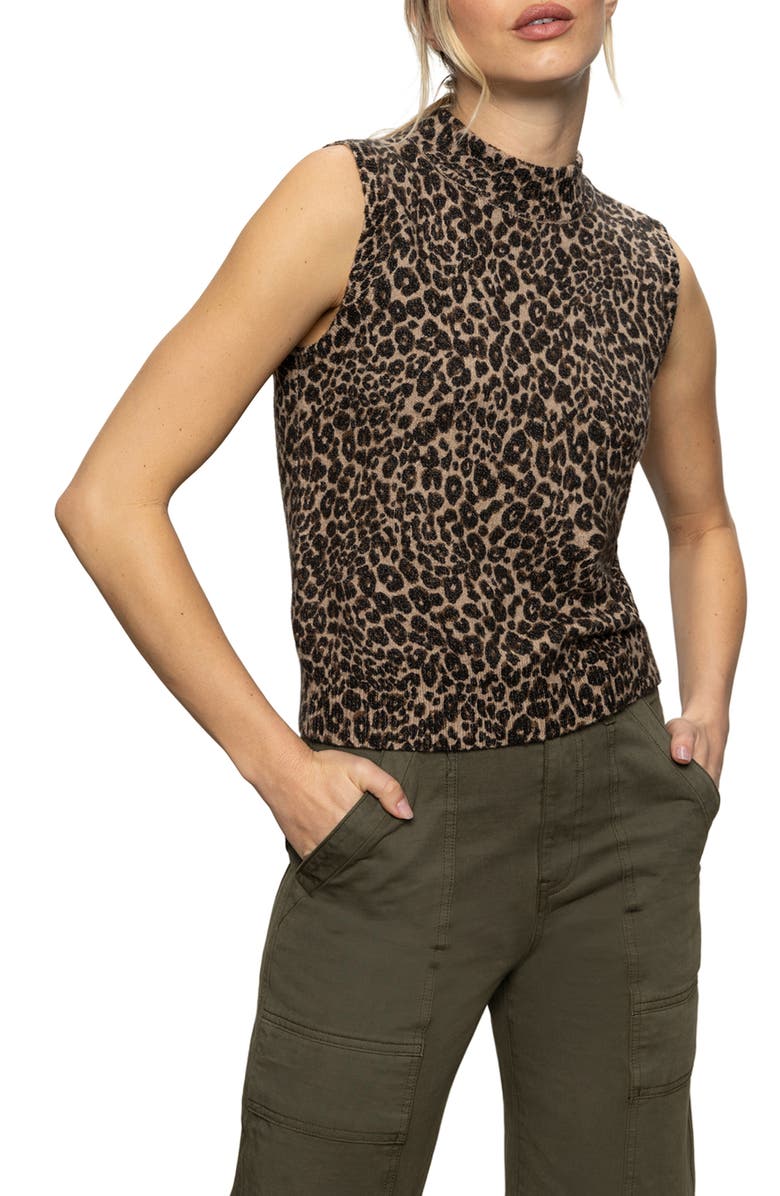 Sanctuary Fuzzy Leopard Print Sleeveless Sweater, Main, color, French Kitty