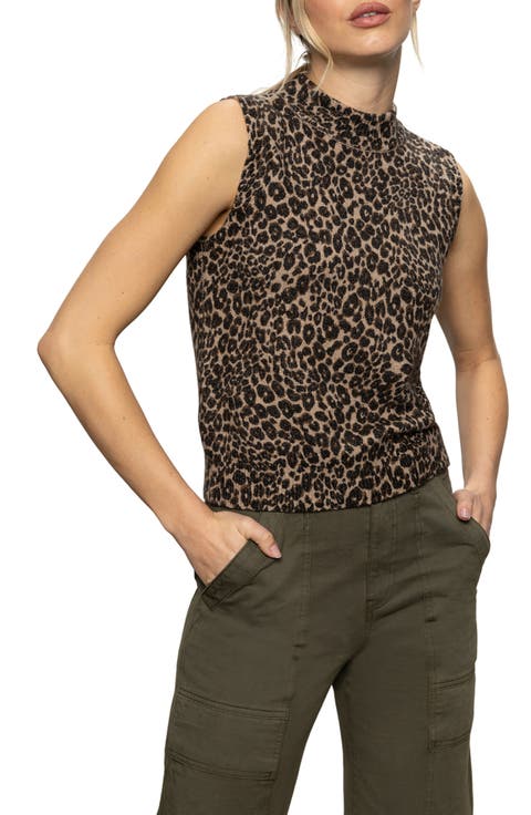 Fuzzy Leopard Print Sleeveless Sweater