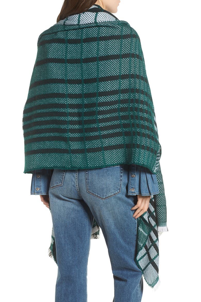 Plaid Blanket Wrap, Alternate, color, GREEN COMBO