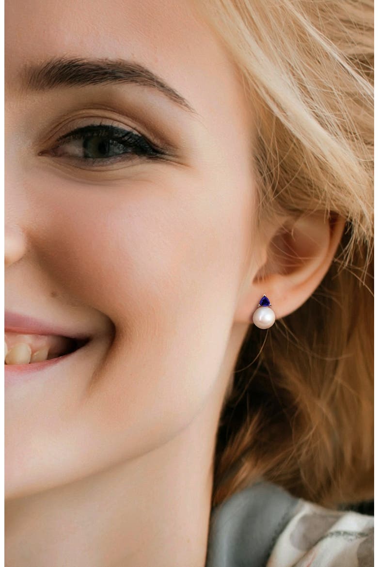 Freshwater Pearl & Aquamarine Drop Earrings, Alternate, color, BLUE SAPPHIRE