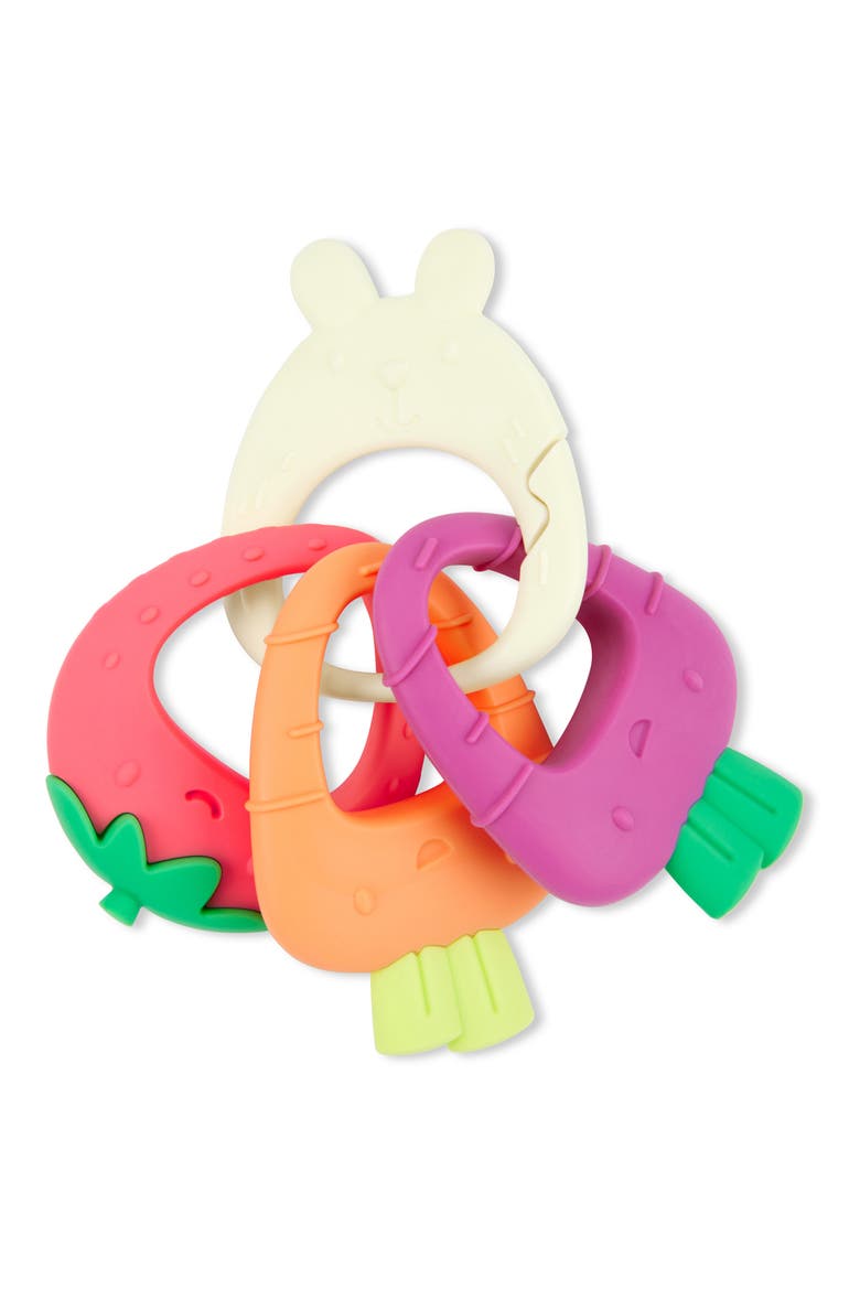 Bunny Clip & 3-Piece Farmstand Teething Rings, Alternate, color, ORANGE