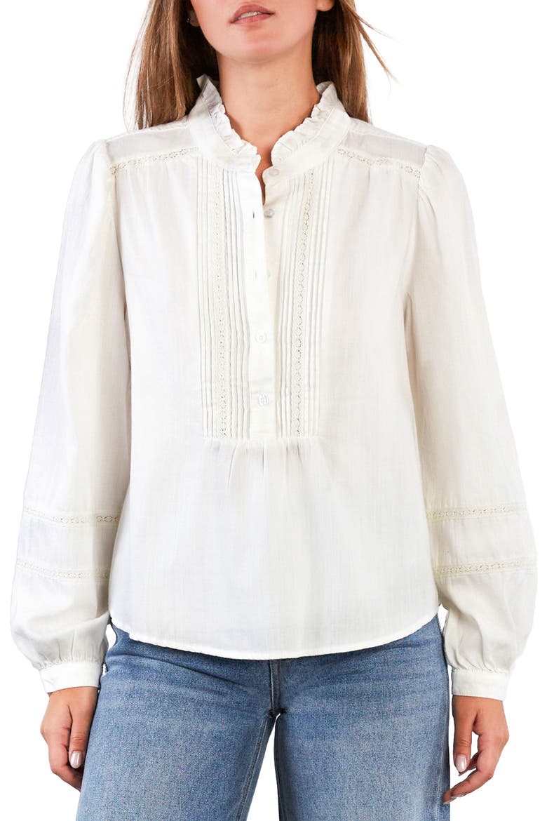 Lulu Ruffle & Lace Shirt, Main, color, TRUE WHITE