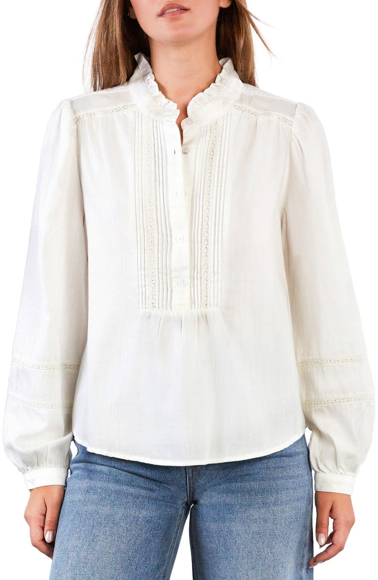 Billy T Lulu Ruffle & Lace Shirt, Main, color, True White