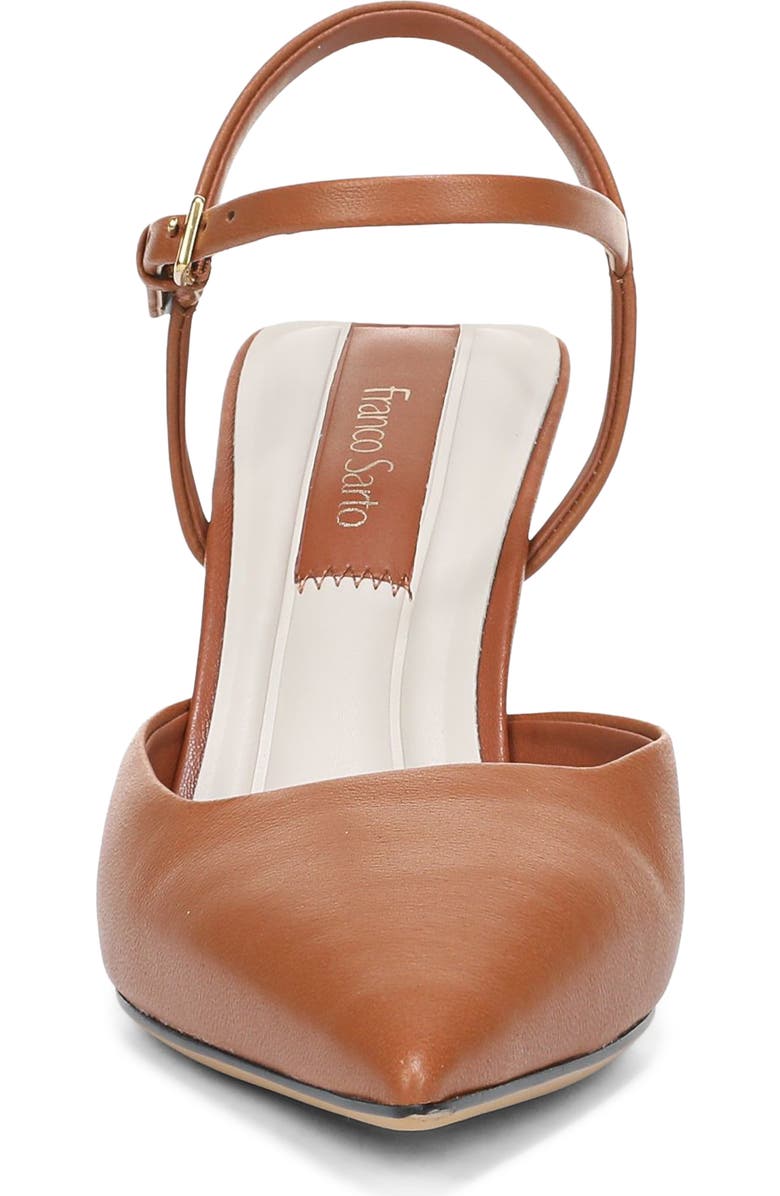 Franco Sarto Cherie Ankle Strap Pointed Cap Toe Wedge Pump, Alternate, color, Cognac