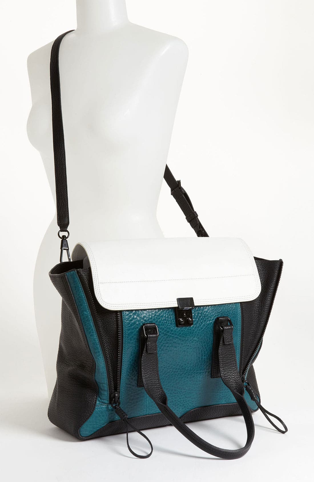 'Pashli' Colorblock Leather Crossbody Satchel (Nordstrom Exclusive), Alternate, color, DARK TEAL MULTI