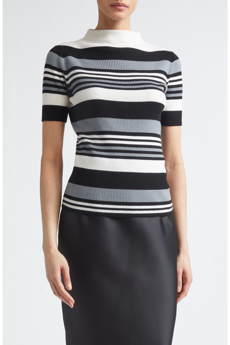 Toma Merino Wool Knit Top, Main, color, GREY BLACK WHITE STRIPE