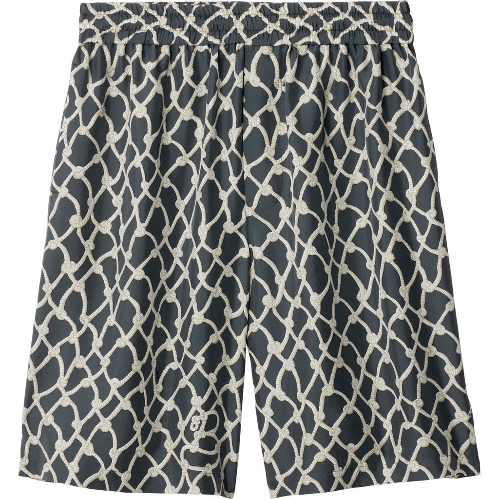 Burberry Knot-print Silk Shorts In Magnet