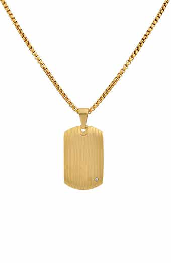 Men's Stainless Steel Textured Dog Tag Pendant Necklace