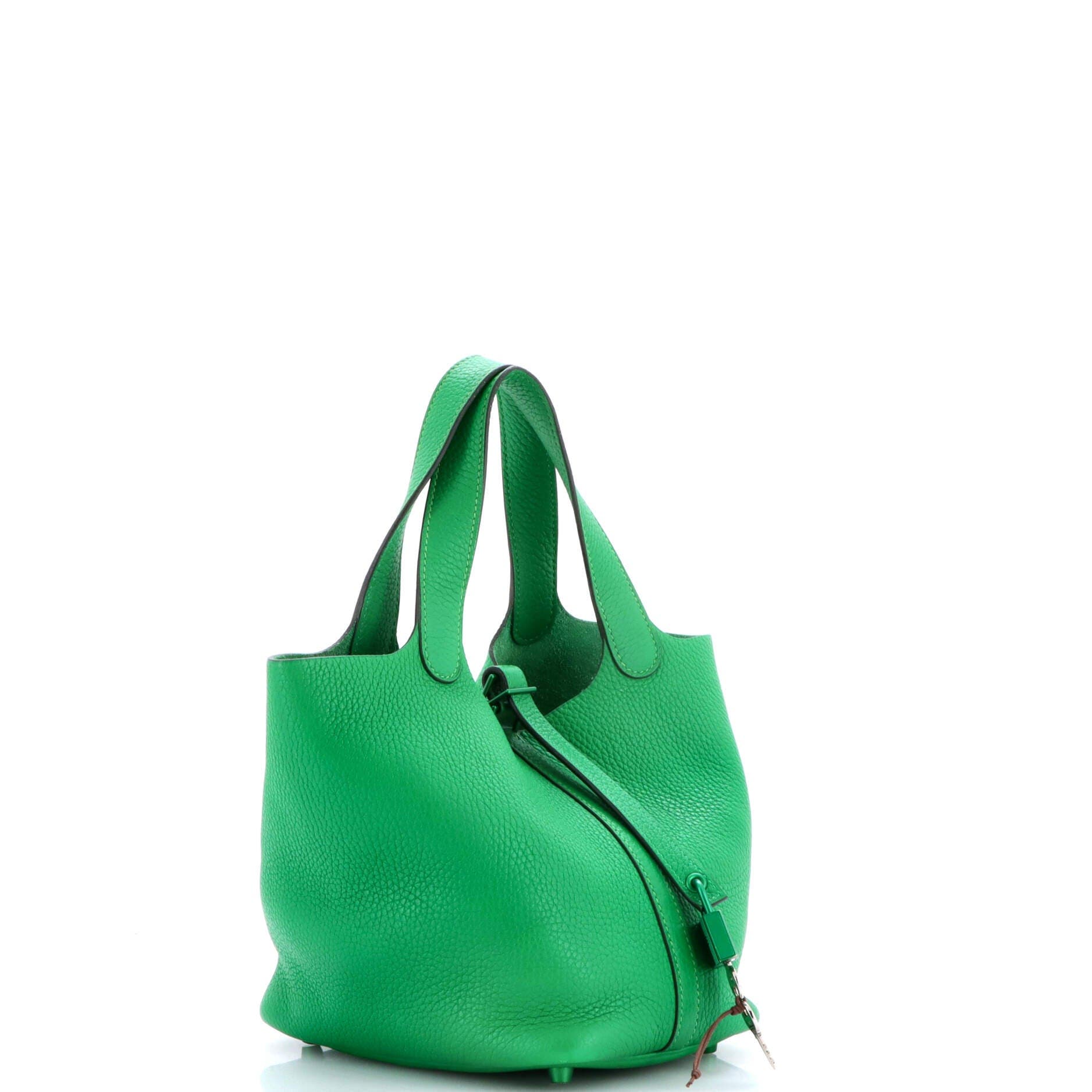 Pre-Owned Hermes Monochrome Picotin Lock Bag Clemence PM, Alternate, color, Green